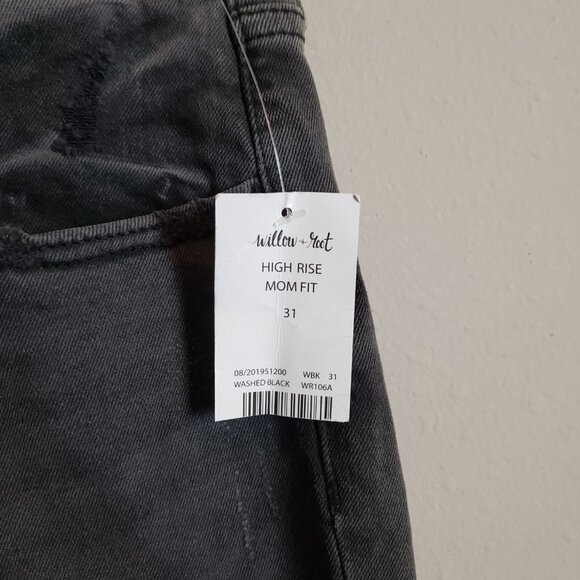 Willow + Root NWT Washed Black High Rise Mom Fit Distressed Jeans 31 - Picture 6 of 12
